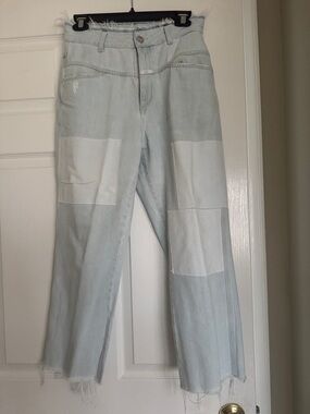 Closed Light Blue Patchwork Straight-Leg Jeans